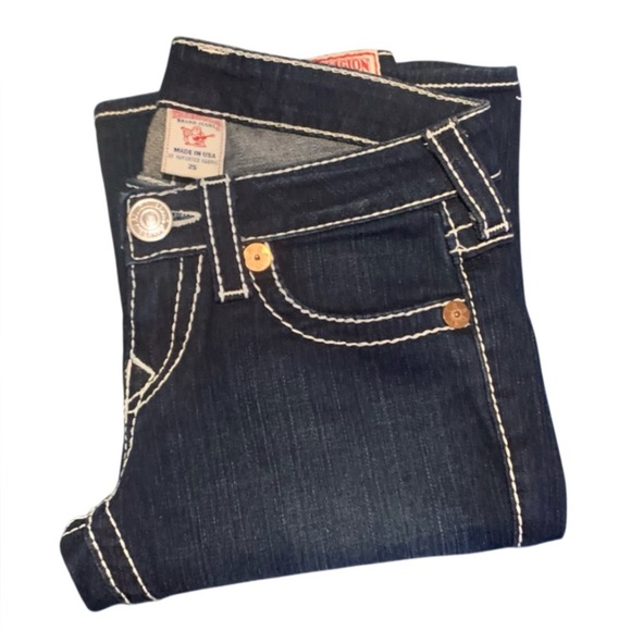 True Religion Denim - True Religion Women’s Joey Big T Twisted Flare Dark Denim Jeans - Size 25 NWOT